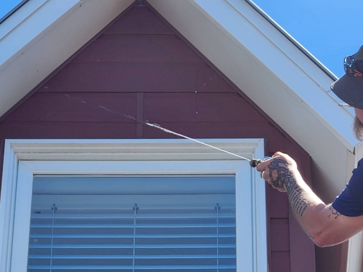 Treating around a gable window and the eaves